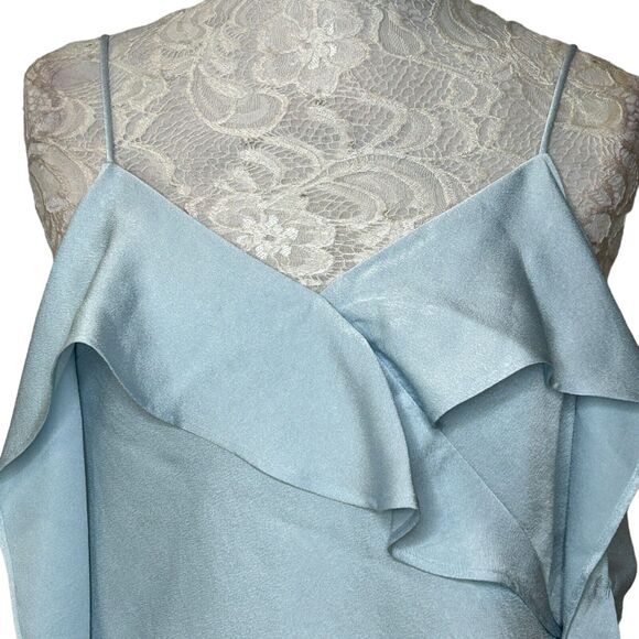 Jonathan Simkhai The Diane Satin Off Shoulder Top in Light Sky Women's Large NWT - Picture 7 of 11